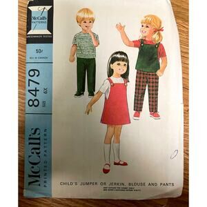 Vintage 1960s McCalls 8479 Sewing Pattern Child Sz 6X Jerkin Top Pant COMPLETE